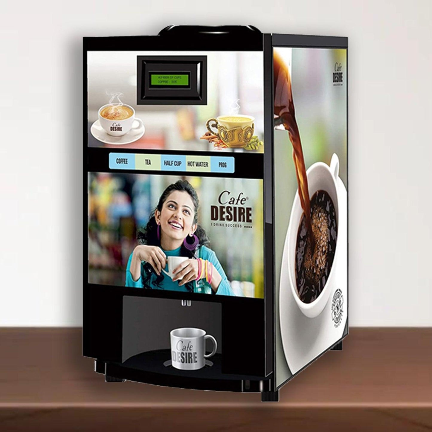 Coffee Machine 2 Lane | Two Beverage Options | Fully Automatic Coffee Tea Vending Machine | For Offices, Shops and Smart Homes | Make 2 Varieties of Coffee Tea with Premix | No Milk, Tea, Coffee Powder Required