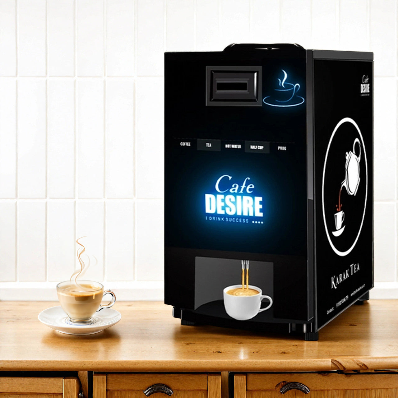 LED Coffee Machine 2 Lane | Two Beverage Options | Fully Automatic Tea & Coffee Vending Machine | For Offices, Shops and Smart Homes | Make 2 Varieties of Coffee Tea with Premix | No Milk, Tea, Coffee Powder Required