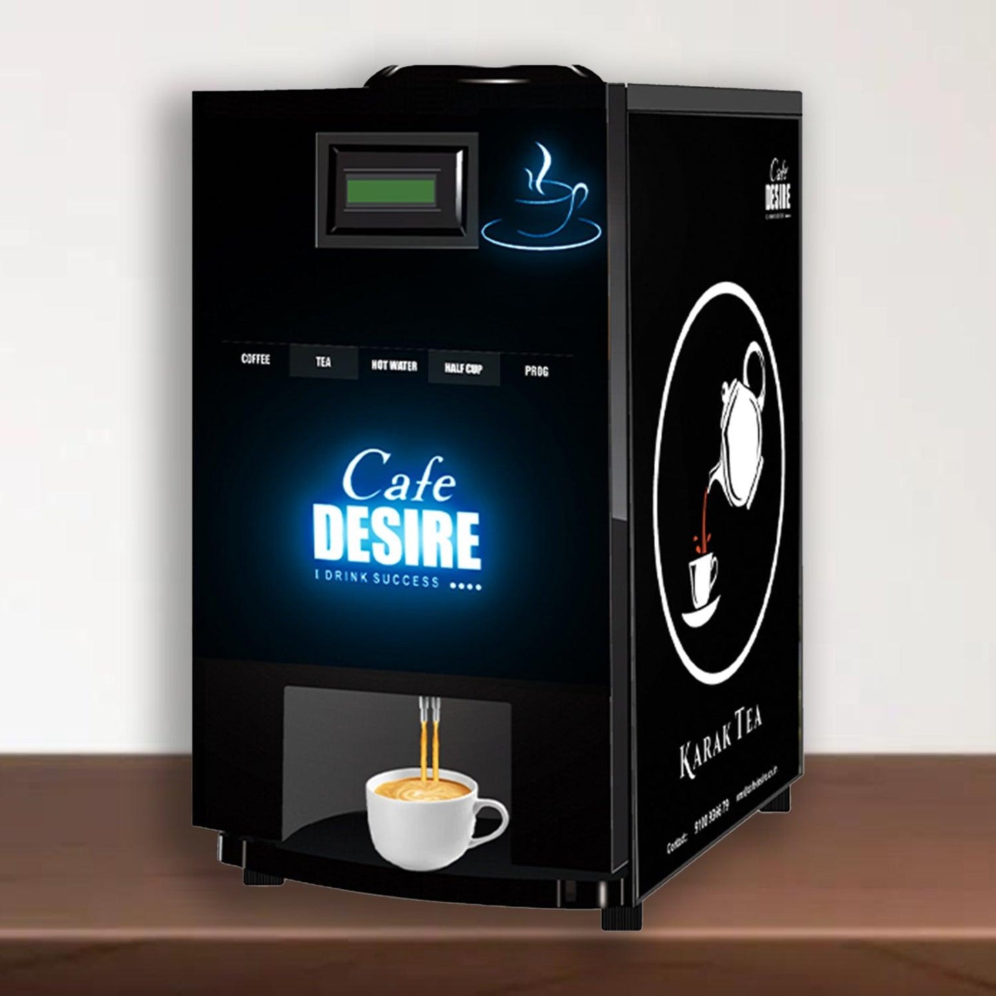 LED Coffee Machine 2 Lane | Two Beverage Options | Fully Automatic Tea & Coffee Vending Machine | For Offices, Shops and Smart Homes | Make 2 Varieties of Coffee Tea with Premix | No Milk, Tea, Coffee Powder Required