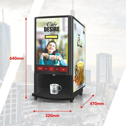 Coffee Machine 4 Lane | Four Beverage Options | Fully Automatic Coffee Tea Vending Machine | For Offices, Shops and Smart Homes | Make 4 Varieties of Coffee Tea with Premix | No Milk, Tea, Coffee Powder Required - cafedesireonline.com