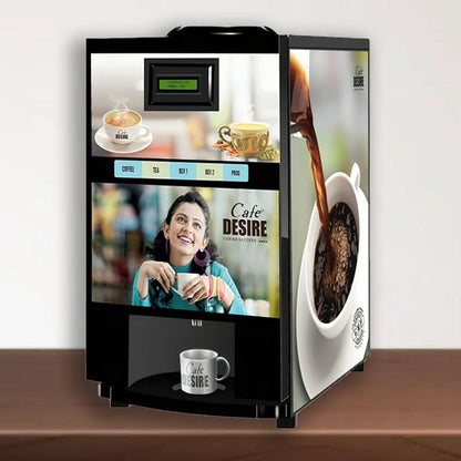 Coffee Machine 4 Lane | Four Beverage Options | Fully Automatic Coffee Tea Vending Machine | For Offices, Shops and Smart Homes | Make 4 Varieties of Coffee Tea with Premix | No Milk, Tea, Coffee Powder Required