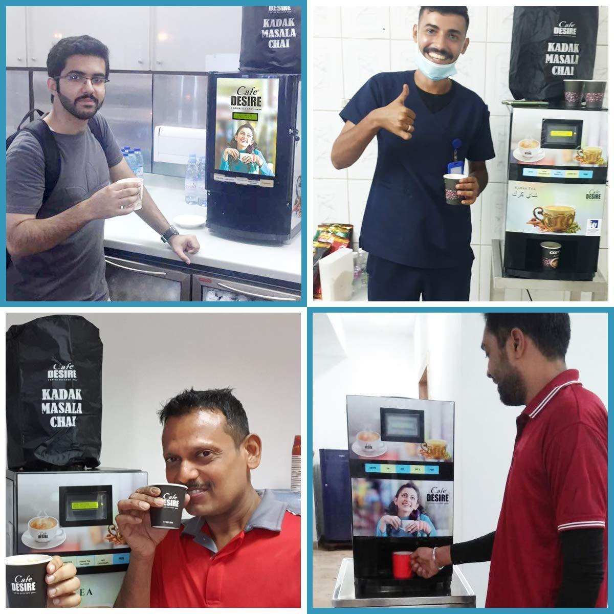 Coffee Machine 2 Lane | Two Beverage Options | Fully Automatic Coffee Tea Vending Machine | For Offices, Shops and Smart Homes | Make 2 Varieties of Coffee Tea with Premix | No Milk, Tea, Coffee Powder Required - cafedesireonline.com