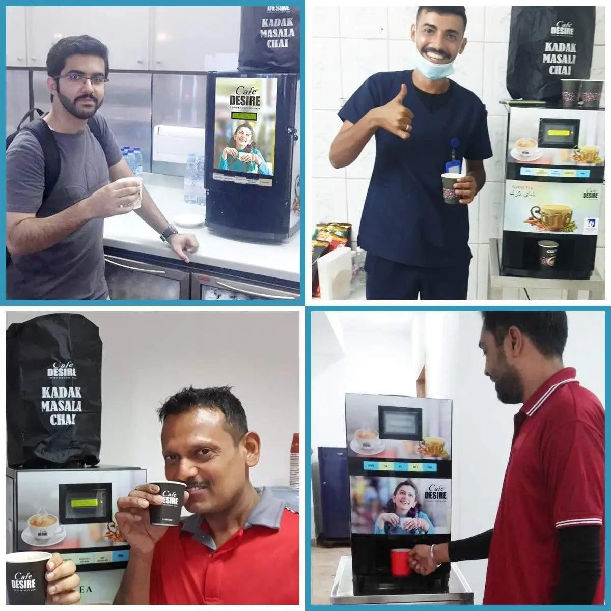 Pump Model - LED Coffee Machine 2 Lane | Two Beverage Options | Fully Automatic Tea & Coffee Vending Machine | For Offices, Shops and Smart Homes | Make 2 Varieties of Coffee Tea with Premix | No Milk, Tea, Coffee Powder Required - cafedesireonline.com