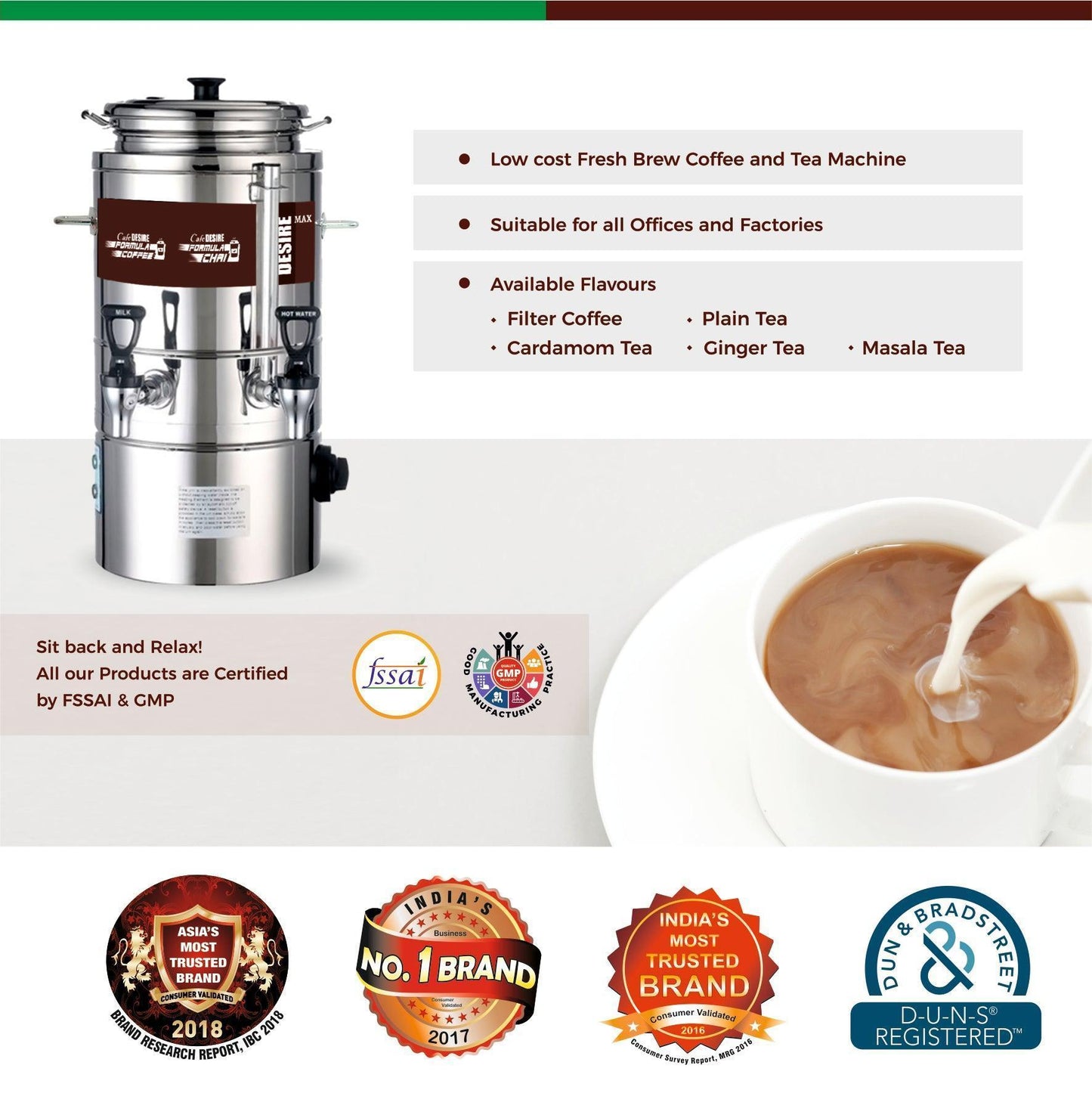 Formula Chai, Formula Coffee Machine - 12 Liters Option - cafedesireonline.com